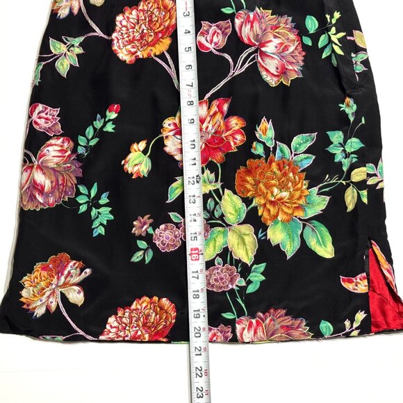 Vtg Y2K Black Floral Pencil Silky Skirt 15"W Embroidered Sequins NWT Embellished - Picture 16 of 16